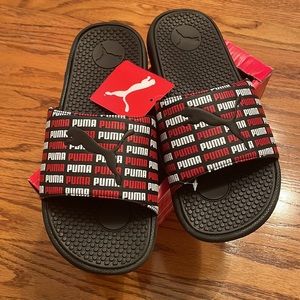 PUMA Cool Cat Echo BX JR Slides . Size 6C. NEW!! Black/Red/White.